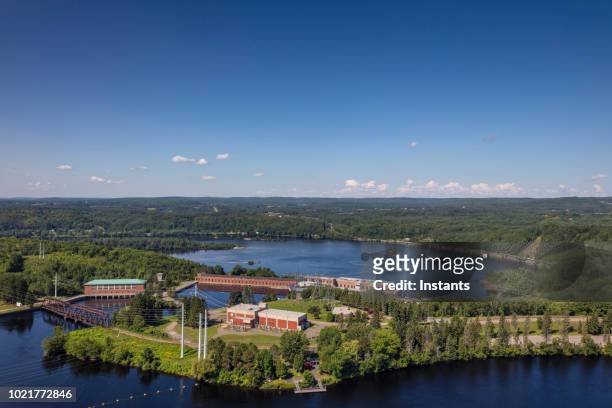 in the province of quebec, one of shawinigan hydroelectric power plants which is a symbol of this city’s industrial era. - shawinigan stock pictures, royalty-free photos & images