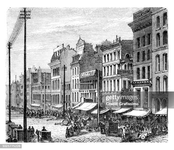 city chicago before the great fire disaster of 1871 - 1871 stock illustrations