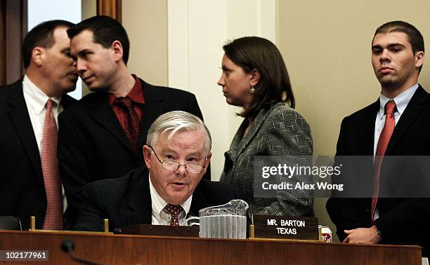 Rep. Joe Barton questions BP Chief Executive Tony Hayward during a hearing of the Oversight and Investigations Subcommittee on "The Role Of BP In The...