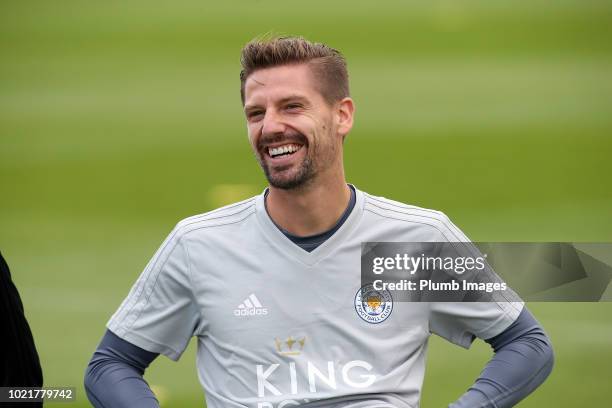 Adrien Silva during the Leicester City training session at Belvoir Drive Training Complex on August 23, 2018 in Leicester, United Kingdom.