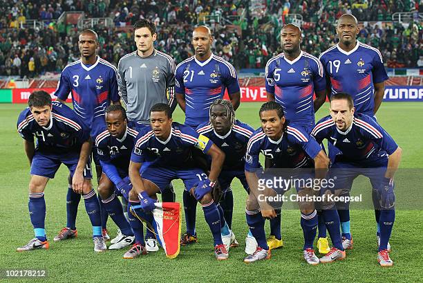 The France team line up ahead of the 2010 FIFA World Cup South Africa Group A match between France and Mexico at the Peter Mokaba Stadium on June 17,...