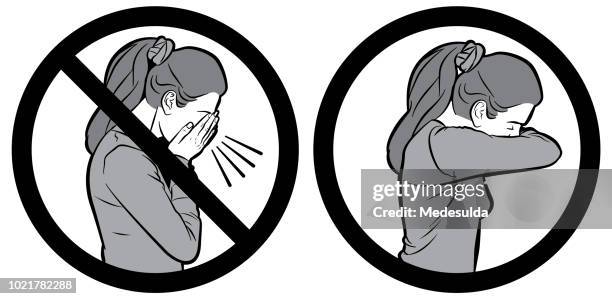 stockillustraties, clipart, cartoons en iconen met griep hoesten vector teken - sneezing