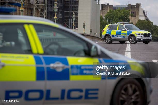 Police block Westminster Bridge as Westminster experiences a lockdown with extensive cordons and the closure of many streets after what police are...