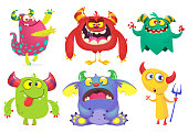 Cartoon Monsters collection. Vector set of cartoon monsters isolated. Ghost, troll, gremlin, goblin, devil and monster