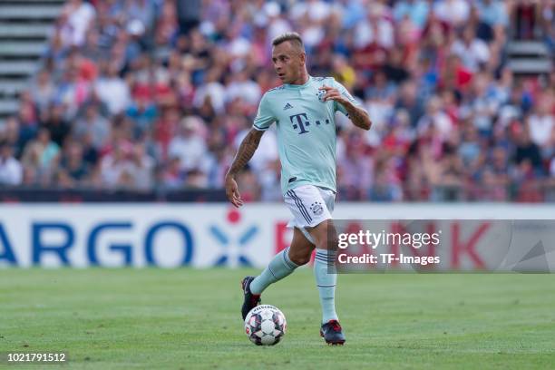 Rafinha of Bayern Muenchen controls the ball during the DFB Cup first round match between SV Drochtersen-Assel and Bayern Muenchen at Kehdinger...