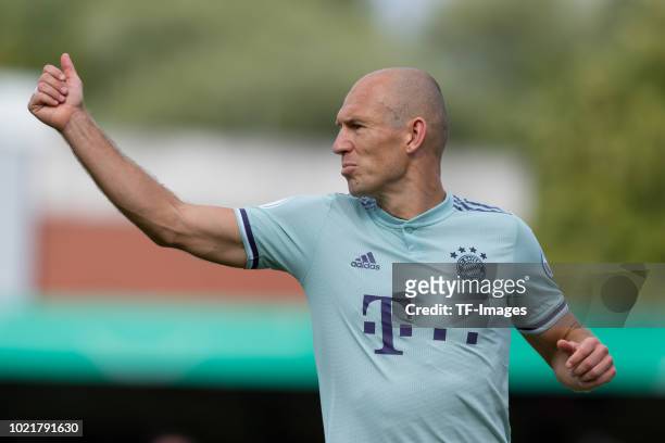 Arjen Robben of Bayern Muenchen looks on during the DFB Cup first round match between SV Drochtersen-Assel and Bayern Muenchen at Kehdinger Stadion...