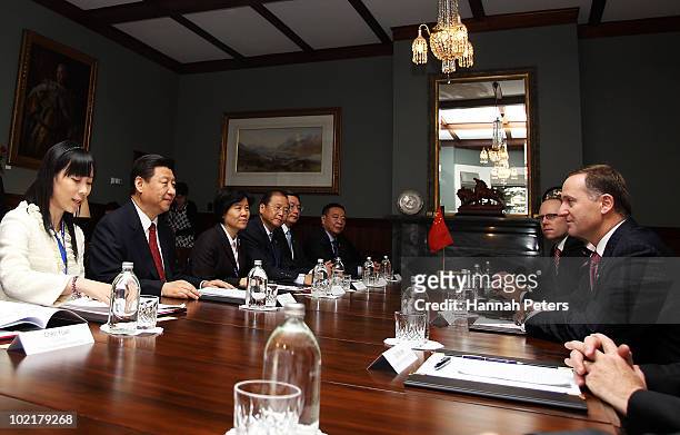 His Excellency Mr Xi Jinping, Vice President of the People's Republic of China, attends talks with Prime Minister John Key at Government House during...