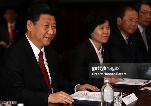 His Excellency Mr Xi Jinping, Vice President of the People's Republic of China, attends talks with Prime Minister John Key at Government House during...