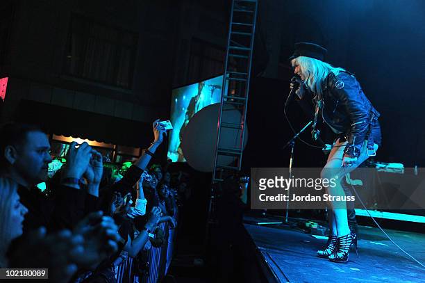Maja of The Sounds performs at Sebastian Celebrates The 25th Anniversary Of Shaper Hairspray at Paramount Studios on June 15, 2010 in Los Angeles,...