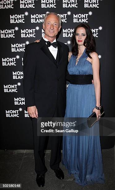 President and CEO of Montblanc International Lutz Bethge and actress Eva Green attend the Montblanc White Nights Festival Welcome Gala Dinner on June...