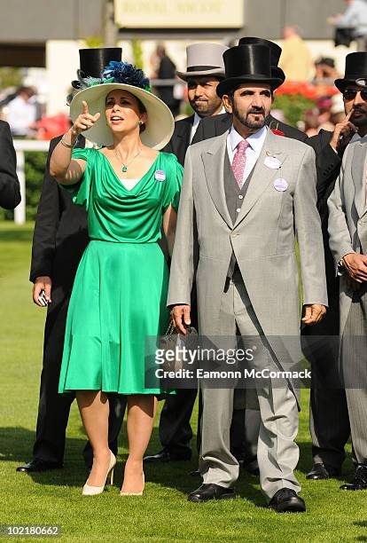 Prince Mohammed Bin Rashed Al Maktoum and Princess Haya bint Al Hussein attends Royal Ascot at Ascot Racecourse on June 17, 2010 in Ascot, England.