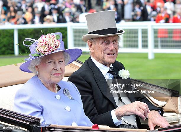Queen Elizabeth II and Prince Phillip attend Royal Ascot Ladies Day on June 17, 2010 in Ascot, England.