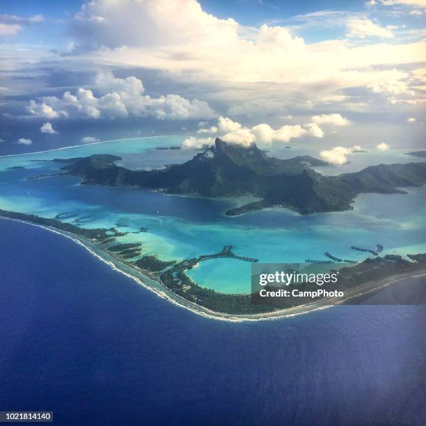 bora bora aerial beauty - bora bora stock pictures, royalty-free photos & images
