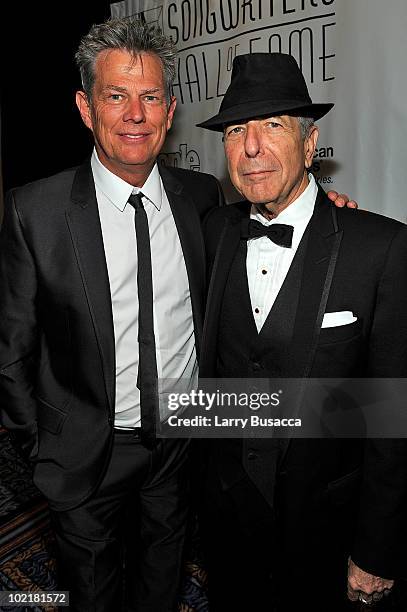 David Foster and Leonard Cohen attend the 41st Annual Songwriters Hall of Fame Ceremony at The New York Marriott Marquis on June 17, 2010 in New York...