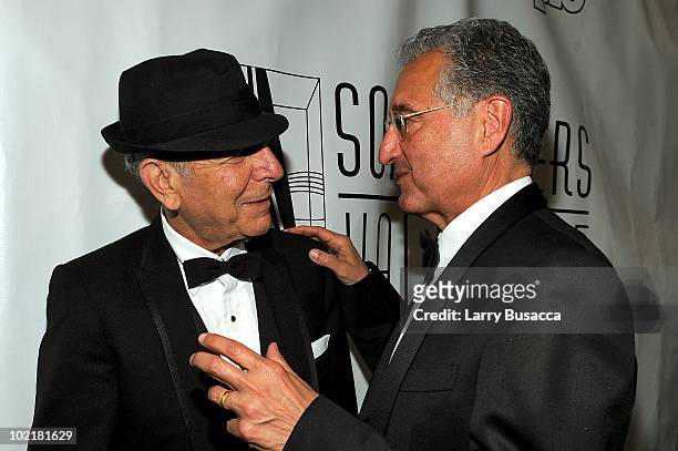 Honorees Leonard Cohen and David Foster speak at the 41st Annual Songwriters Hall of Fame Ceremony at The New York Marriott Marquis on June 17, 2010...