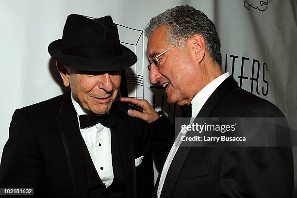 Honorees Leonard Cohen and David Foster speak at the 41st Annual Songwriters Hall of Fame Ceremony at The New York Marriott Marquis on June 17, 2010...