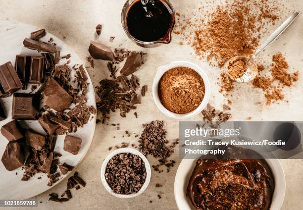 chocolate and cocao - chocolate pudding foto e immagini stock