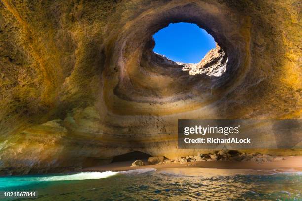 benagil cave, algarve, portugal, - albufeira stock pictures, royalty-free photos & images
