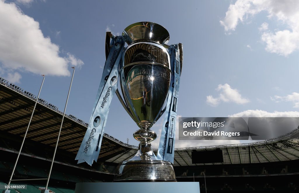 Prem Rugby Launch The Gallagher Premiership Rugby trophy during the Gallagher... News ...