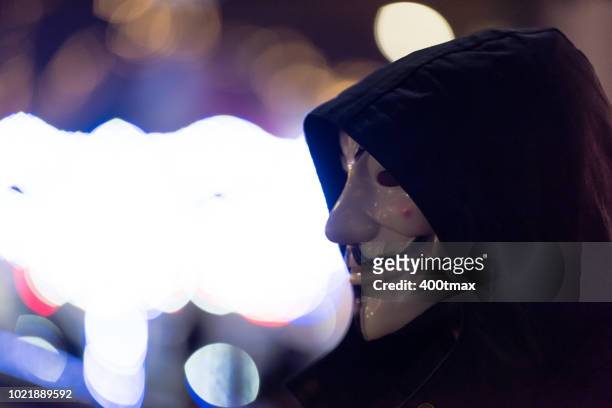 seattle - anonymous mask stockfoto's en -beelden