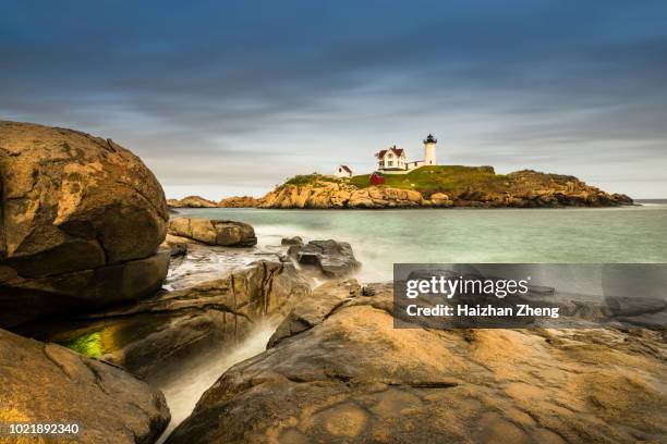 nubble lighthouse - york maine stock pictures, royalty-free photos & images