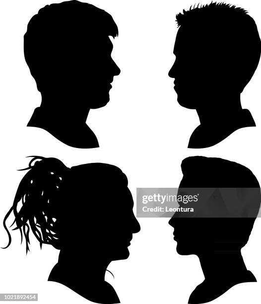sides of heads - ponytail vector stock illustrations