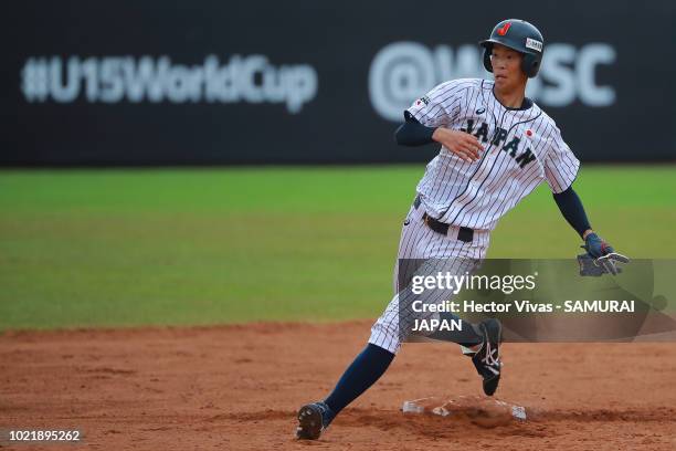 Asahi Hanada of Japan runs to third base in the 5th innning during the Bronze Medal match of WSBC U-15 World Cup Super Round between Japan and...