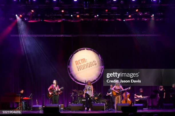 Ashley McBryde, Lauren Alaina, and Deana Carter perform onstage during the 12th Annual ACM Honors at Ryman Auditorium on August 22, 2018 in...