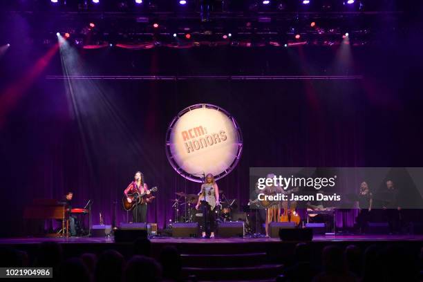 Ashley McBryde, Lauren Alaina, and Deana Carter perform onstage during the 12th Annual ACM Honors at Ryman Auditorium on August 22, 2018 in...