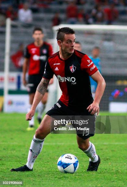 Octavio Rivero of Atlas controls the ball during the fifth round match between Atlas and Morelia as part of the Torneo Apertura 2018 Liga MX at...