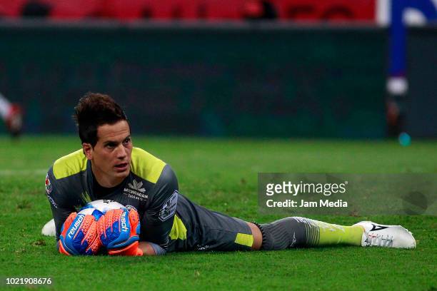 Goalkeeper Carlos Sosa of Atlas catches the ball during the fifth round match between Atlas and Morelia as part of the Torneo Apertura 2018 Liga MX...