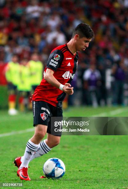 Bryan Garnica of Atlas plays the ball during the fifth round match between Atlas and Morelia as part of the Torneo Apertura 2018 Liga MX at Jalisco...