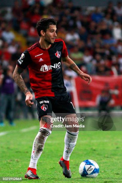 Ricardo Alvarez of Atlas controls the ball during the fifth round match between Atlas and Morelia as part of the Torneo Apertura 2018 Liga MX at...