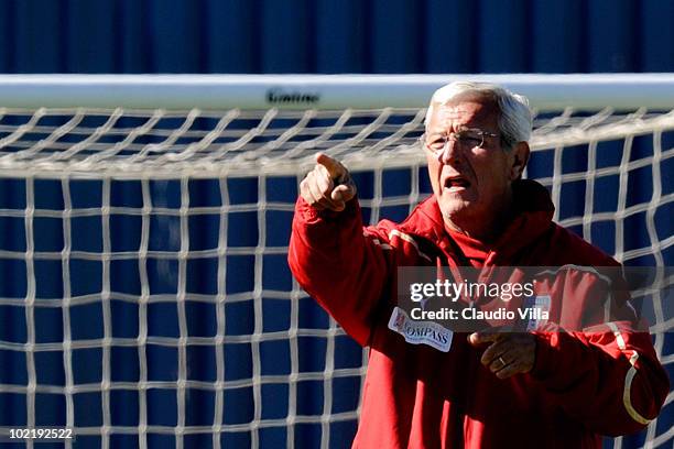 Italy head coach Marcello Lippi leads an Italy training session, ahead of their 2010 FIFA World Cup Group Stage Round 2 match against New Zealand, on...