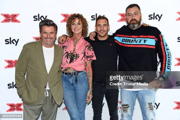 Thomas Anders, Jennifer Weist, Ignacio Uriarte of the band Lions Head and Paul Wuerdig alias Sido during the X Factor press talk and photo call on...