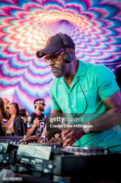 August 20th: Idris Elba performs after walking onstage to the Bond Theme at Elrow Town london at Queen Elizabeth Olympic Park on August 18, 2018 in...