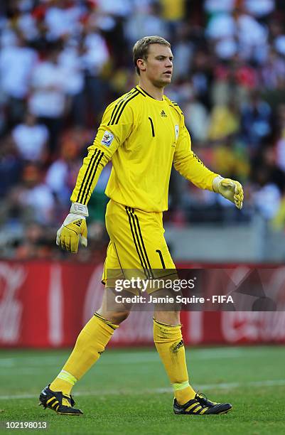 Manuel Neuer of Germany looks on during the 2010 FIFA World Cup South Africa Group D match between Germany and Serbia at Nelson Mandela Bay Stadium...