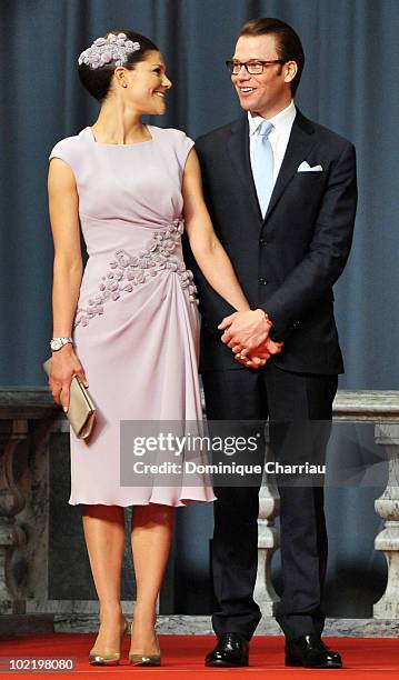 Princess Victoria from Sweden and fiance Daniel Westling attend the Government Pre-Wedding Reception for Crown Princess Victoria of Sweden and Daniel...