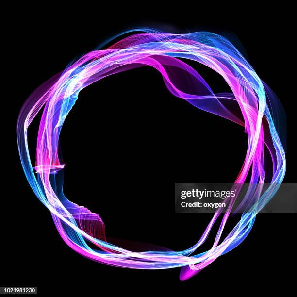 the magical form of pink orange purple circle. abstract background - neon line stock pictures, royalty-free photos & images