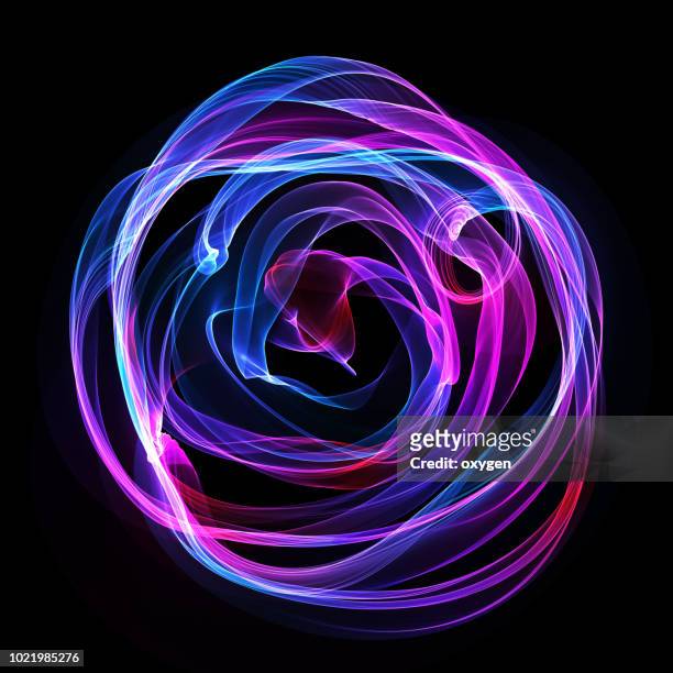 the magical form of pink and purple circle. abstract background - black smoke stock-fotos und bilder