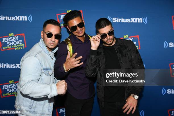 Mike 'The Situation' Sorrentino, Paul DelVecchio aka Pauly Dand Vinny Guadagnino attend Jenny McCarthy's 'Inner Circle' Series On Her SiriusXM Show...