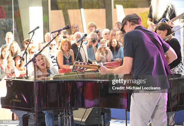 Musicians Carole King and James Taylor perform on NBC's "Today" at Rockefeller Center on June 18, 2010 in New York City.