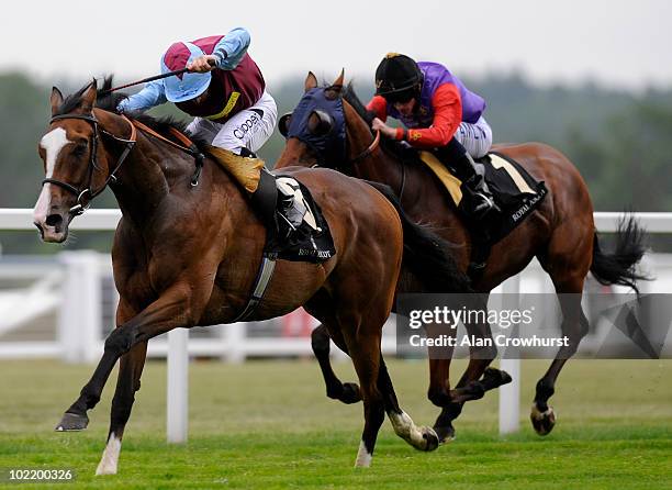 Rainbow Peak and Neil Callan win The Wolferton Handicap Stakes on the 4th day of Royal Ascot at Ascot racecourse on June 18, 2010 in Ascot, England