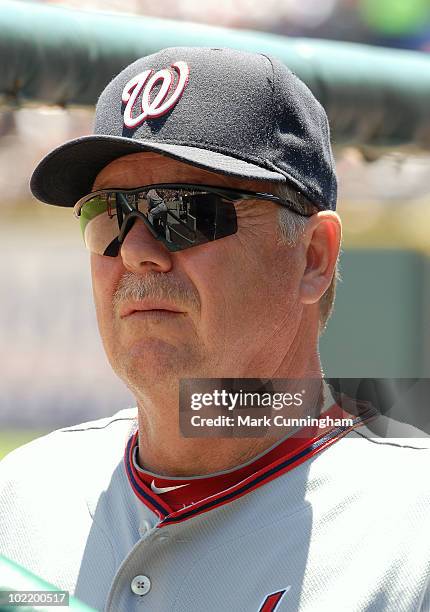 Steve McCatty of the Washington Nationals looks on against the Detroit Tigers during the game at Comerica Park on June 17, 2010 in Detroit, Michigan....