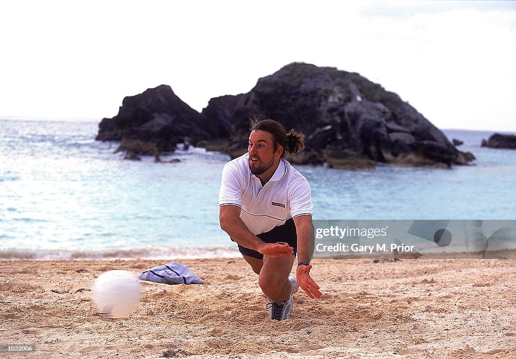 Patrick Rafter Water Patrick Rafter of Australia relaxes on the beach in Bermuda. \... News ...