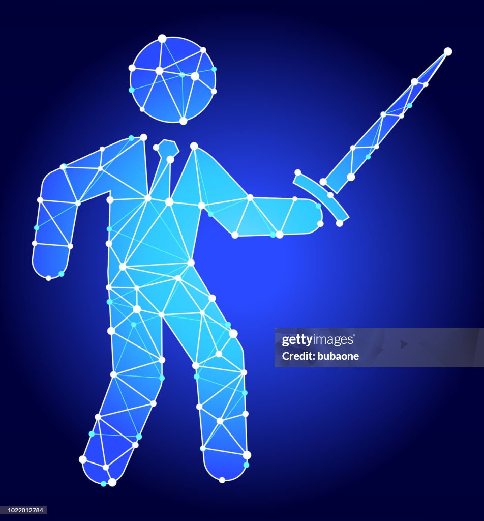 Businessman Sword Blue Triangle Node Vector Pattern High-Res Vector ...