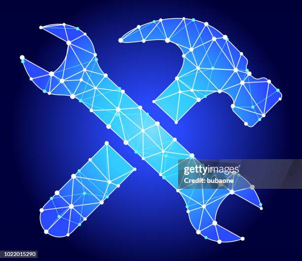 tools & hardware blue triangle node vector pattern - triangle instrument stock illustrations