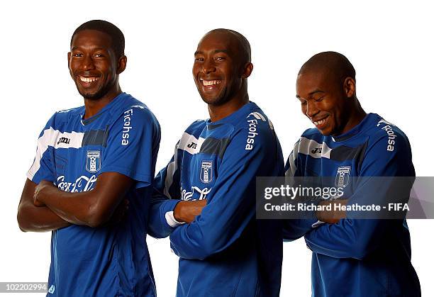 Jhony Palacios, Jerry Palacios and Wilson Palacios of Honduras pose for a photo during the official FIFA World Cup 2010 portrait session on June 18,...