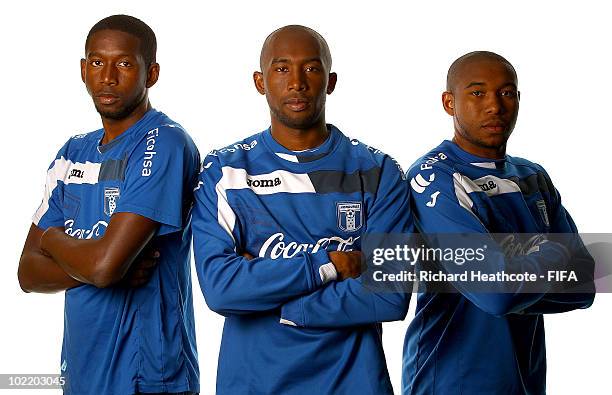 Jhony Palacios, Jerry Palacios and Wilson Palacios of Honduras pose for a photo during the official FIFA World Cup 2010 portrait session on June 18,...