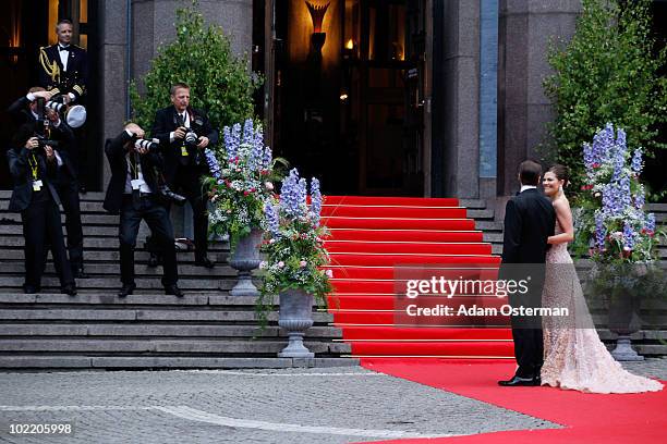 Princess Victoria Of Sweden and fiance Daniel Westling attend the Government Gala Performance for the Wedding of Crown Princess Victoria of Sweden...